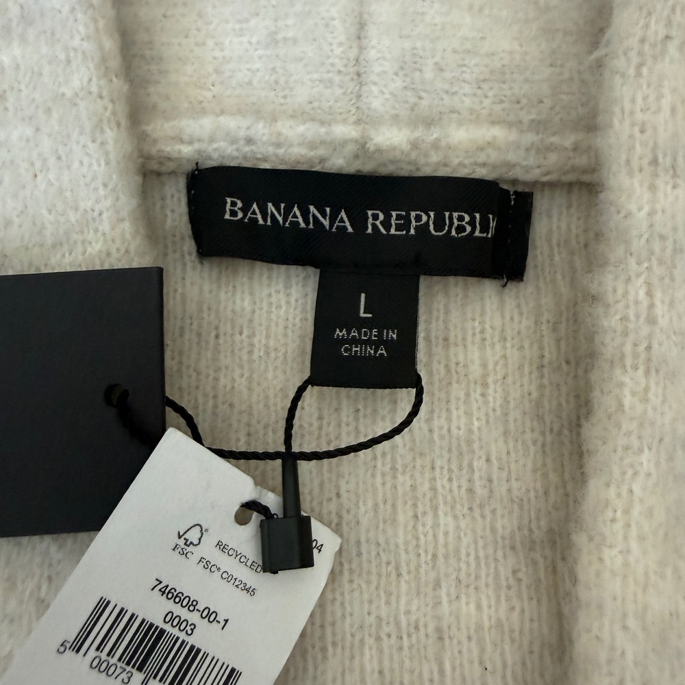 Banana Republic Womens Aire Cocoon Coatigan Cardigan Sweater Oatmeal Beige L NEW - Picture 8 of 12